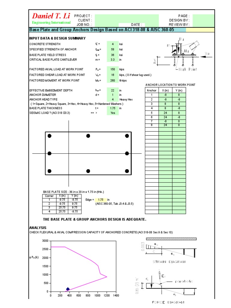 Base Plate and Anchor Design Analysis | PDF | Mechanics | Structural ...