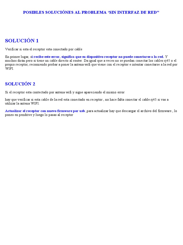 Posibles Soluciónes Al Problema Sin Interfaz de Red PDF PDF