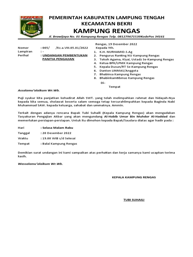 Undangan Pembentukan Panitia | PDF