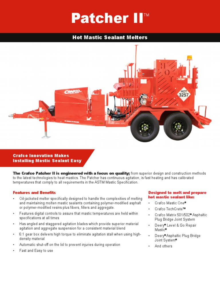 Crafco Patcher Brochure PDF Diesel Engine Manufactured Goods