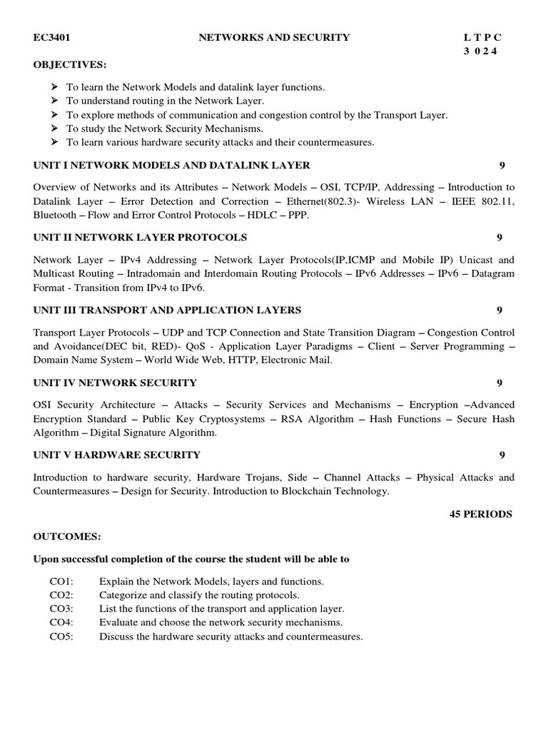 EC3401 Networks and Security Overview | PDF | Computer Network | Osi Model