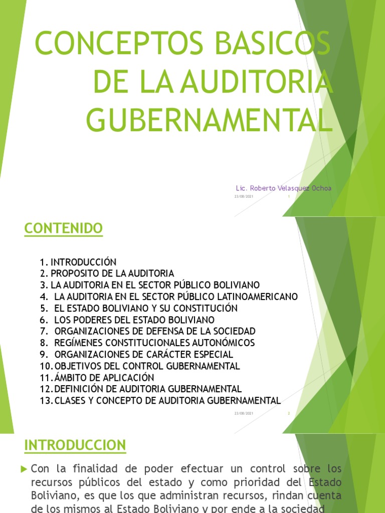 Conceptos de Auditoría Gubernamental en Bolivia | PDF | Auditoría ...