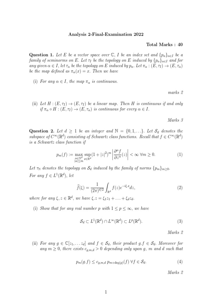 Analysis2 Final Exam 2022 Pdf Pdf Compact Space Hilbert Space