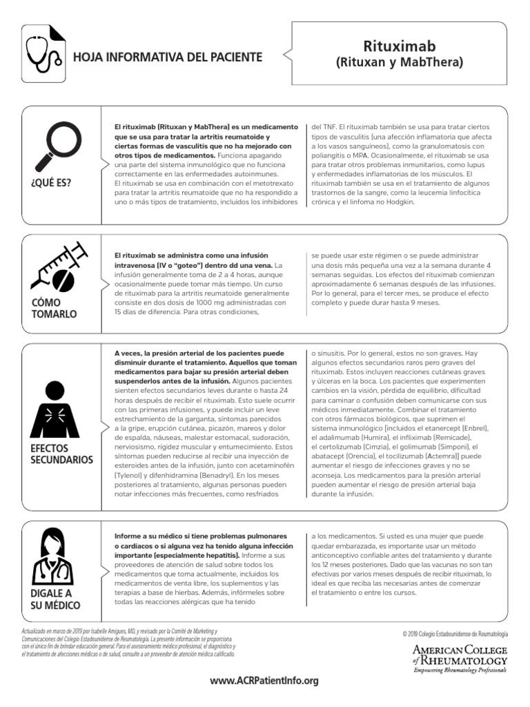 Rituximab Rituxan y MabThera Espanol Fact Sheet PDF | PDF ...