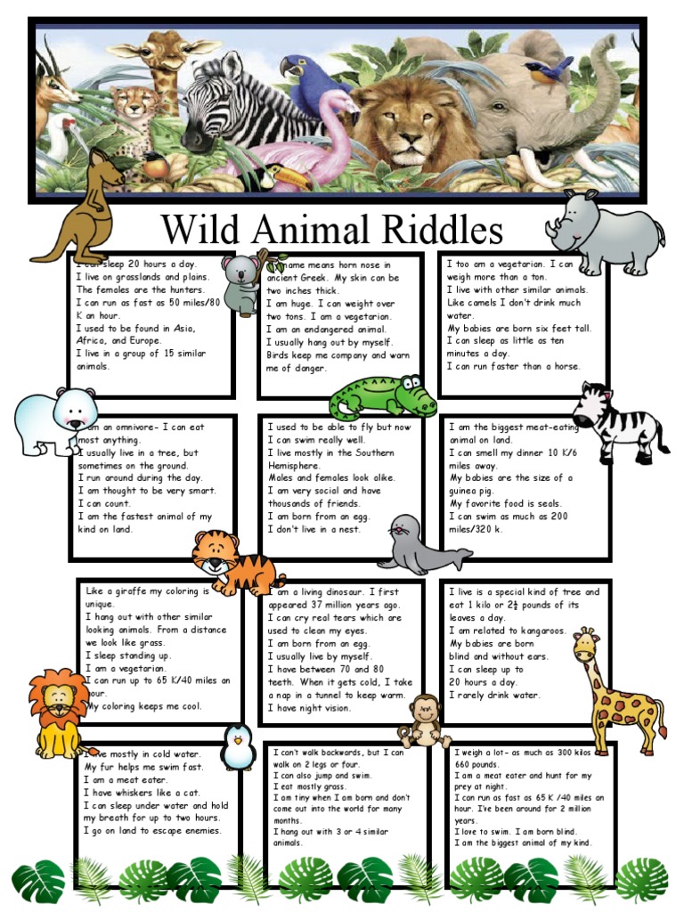 Wild Animal Riddles Key Fun Activities Games Games Icebreakers Oneonone ...