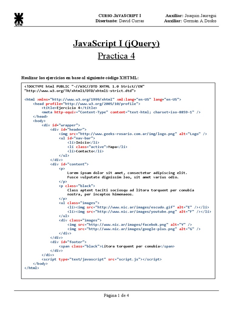 Javascript - Practica 4 | PDF | Hipertexto | Consorcio Mundial de la red
