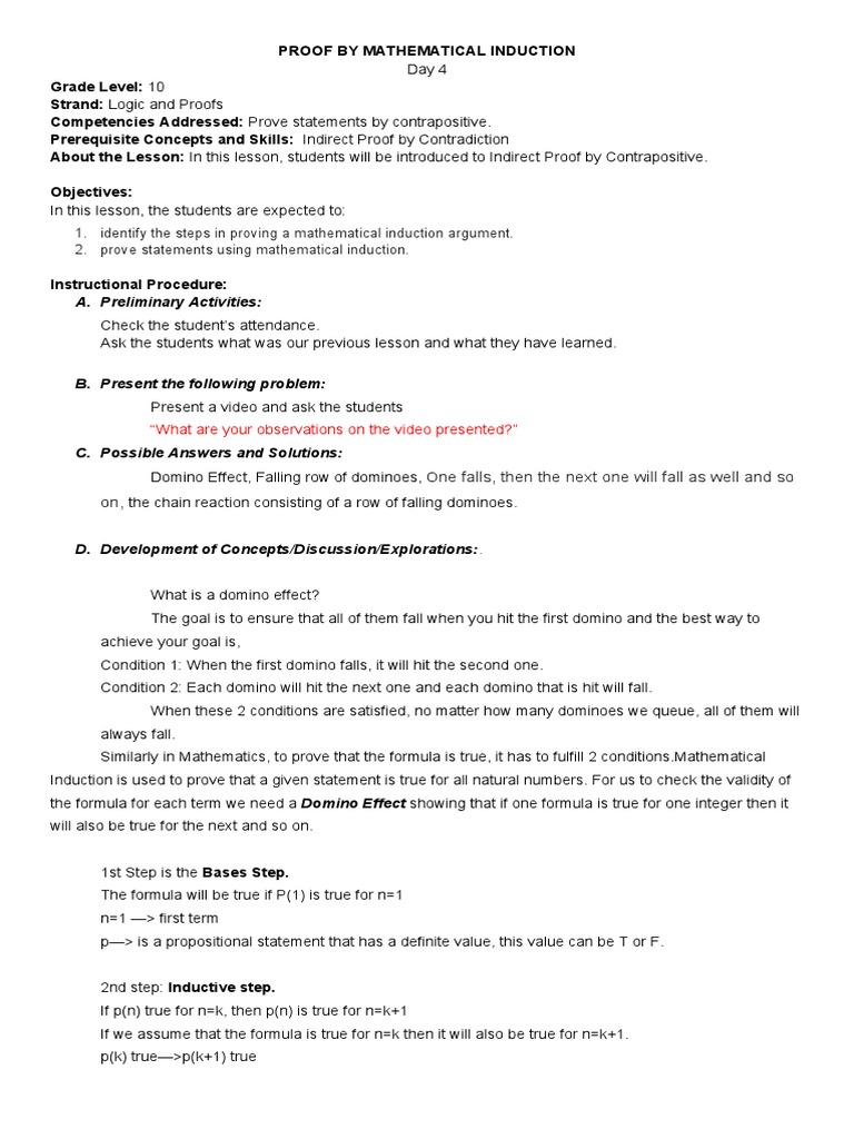 Proof by Mathematical Induction Guide | PDF | Mathematical Proof ...