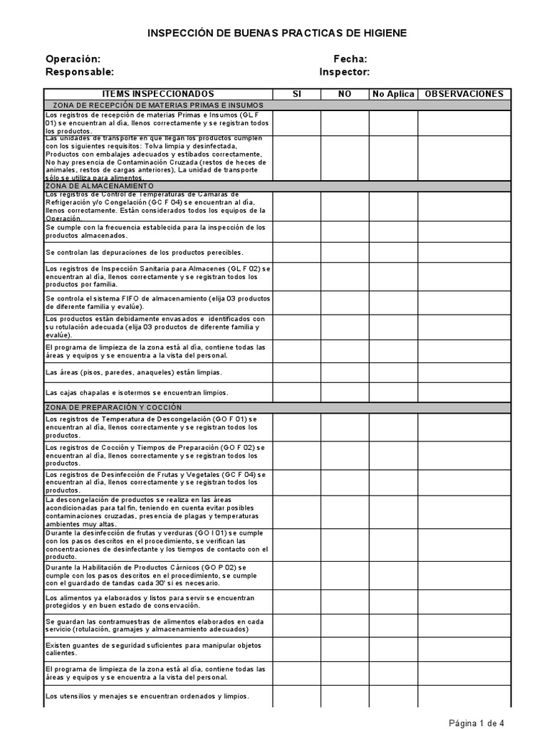 Formato BPH.xls | PDF | Alimentos | Residuos