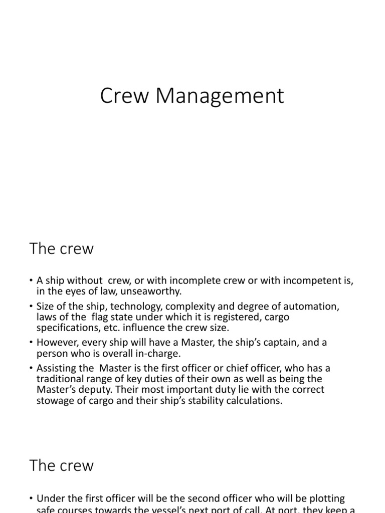 Crew Management PDF | PDF | Ships | Sea Captain