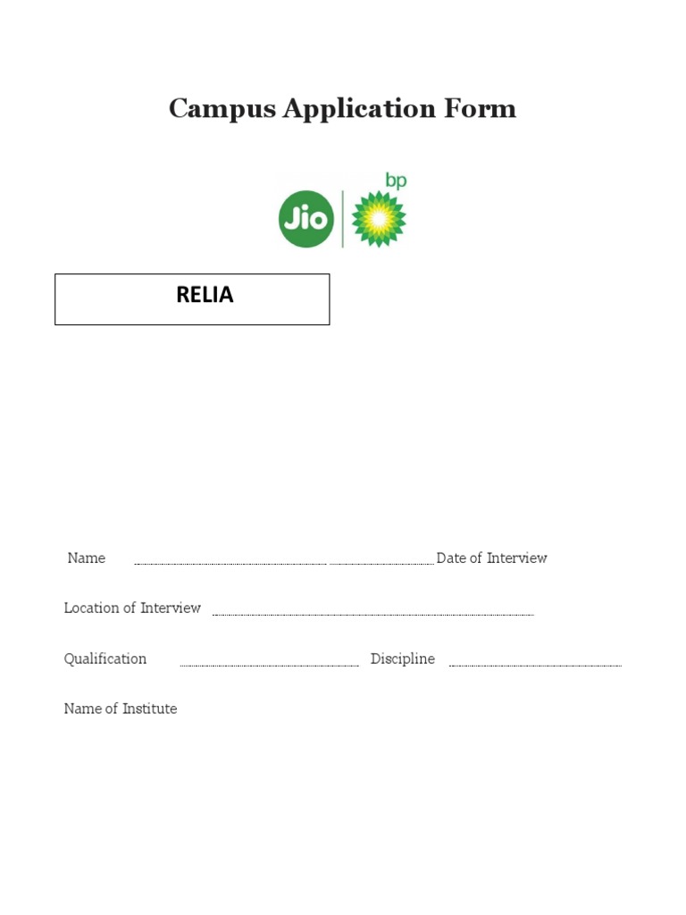 Application Form - Campus Hiring | PDF
