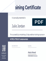 Training Certi Cate: Julio Jordan