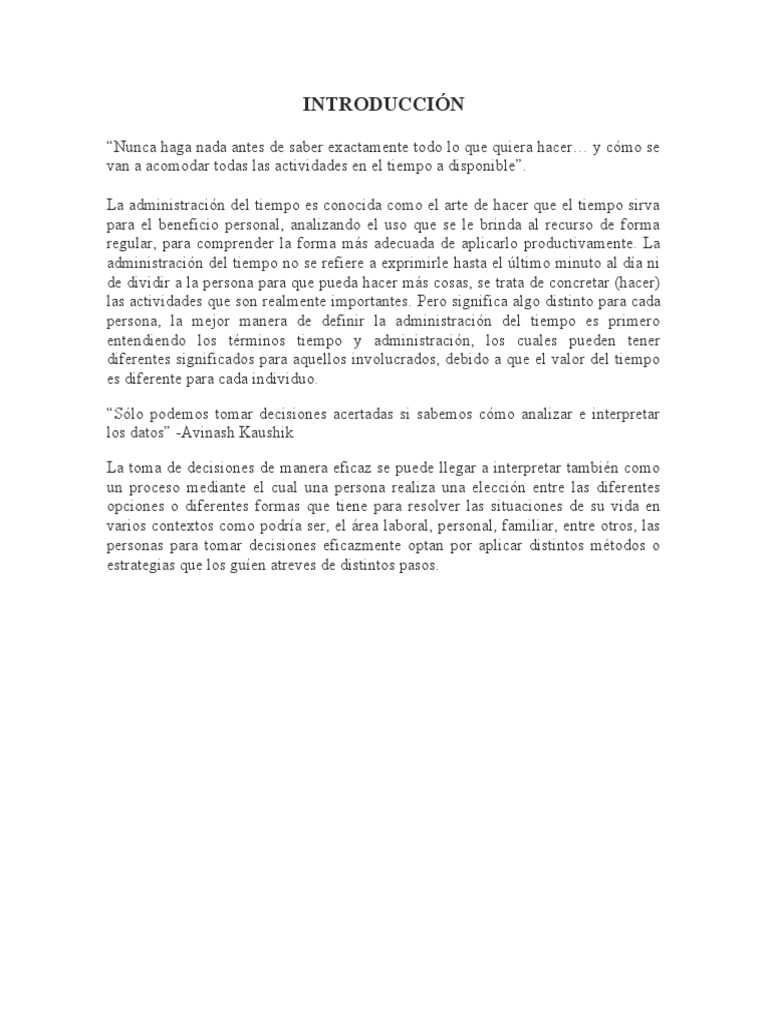 Eficacia en la Administración del Tiempo | PDF | Toma de decisiones ...