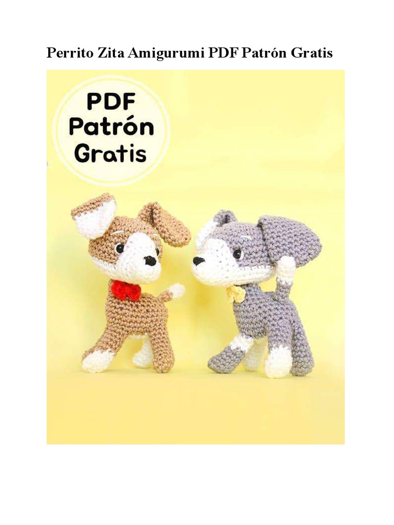 Patrón Gratis Perrito Amigurumi Zita | PDF | Tejer | Costura