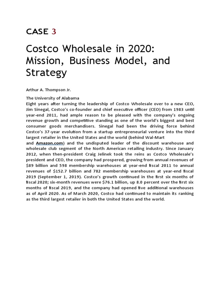 Costco Wholesale: Business Model & Strategy | PDF | Costco | Walmart