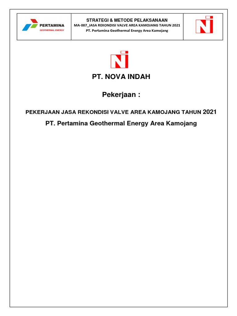 Strategi Rekondisi Valve Kamojang 2021 | PDF | Teknologi & Rekayasa