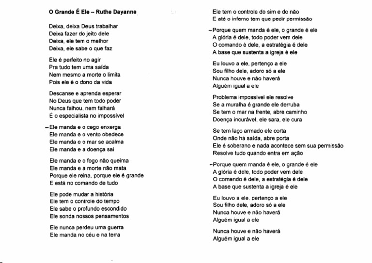O Grande É Ele - Ruthe Dayanne | PDF