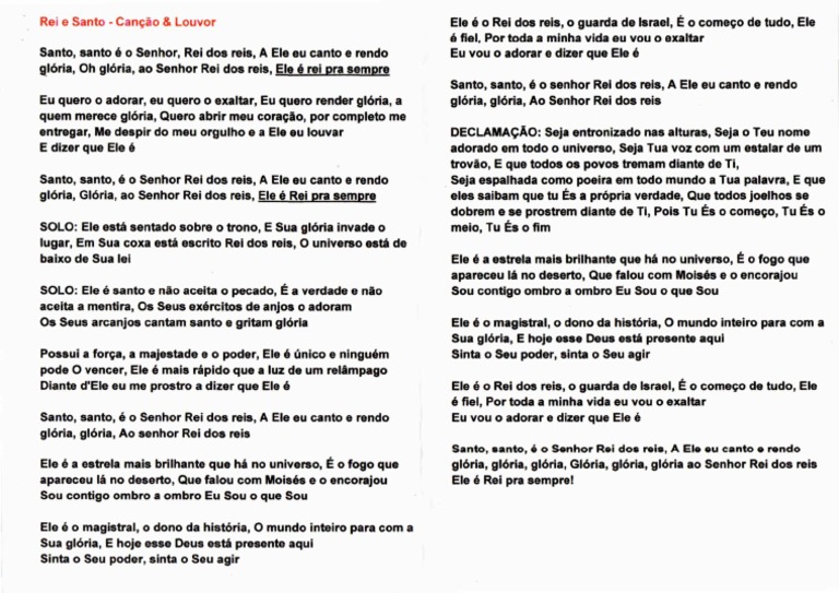 Rei e Santo - Canção e Louvor | PDF