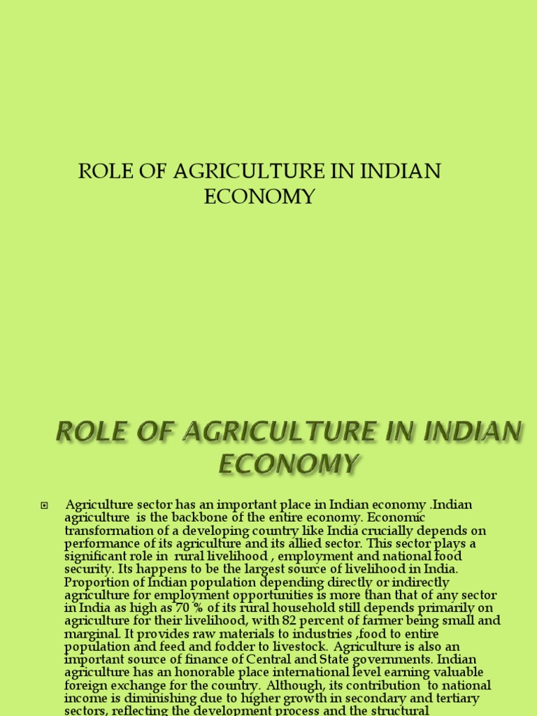 Agriculture's Role in India's Economy | PDF | Agriculture | Economy Of ...