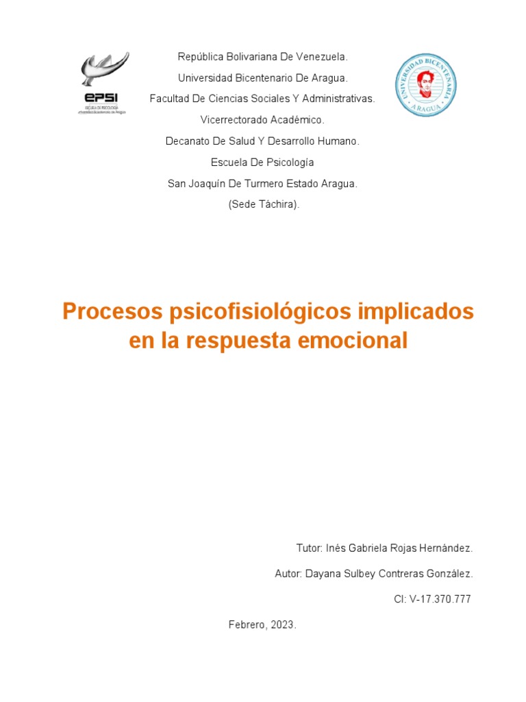Procesos psicofisiológicos de las emociones | PDF | Las emociones ...