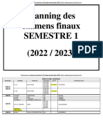 Planning Des Examens Finaux Semestre 1 (2022 / 2023)
