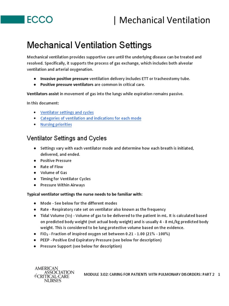 Mechanical Ventilation Modes | PDF | Respiratory System | Medical ...