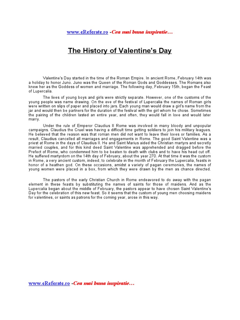 The History of Valentine's Day PDF Valentine's Day Ancient Rome