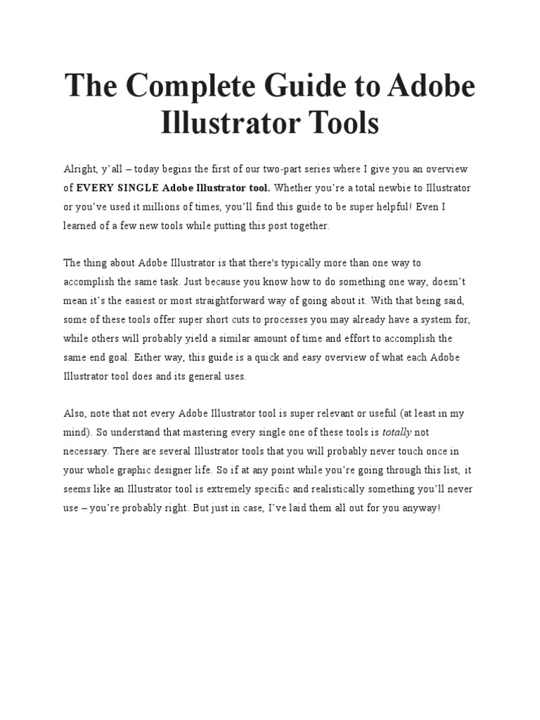The Complete Guide To Adobe Illustrator Tools Pdf Chart Pie Chart