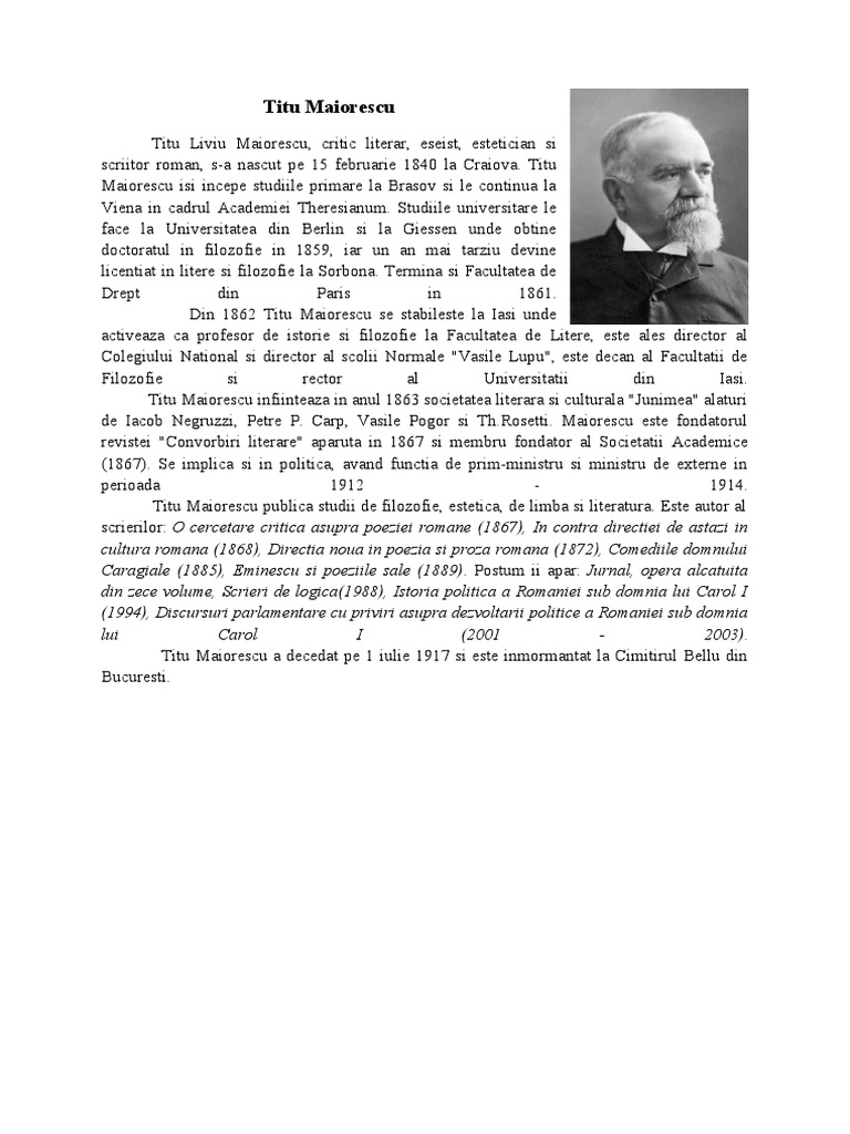 Titu Maiorescu | PDF