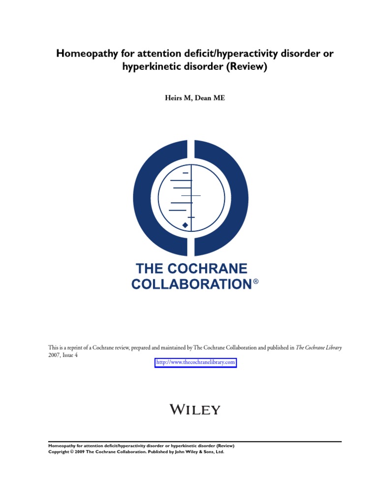 Cochrane homeopathy in adhd 2007 pdf attention deficit