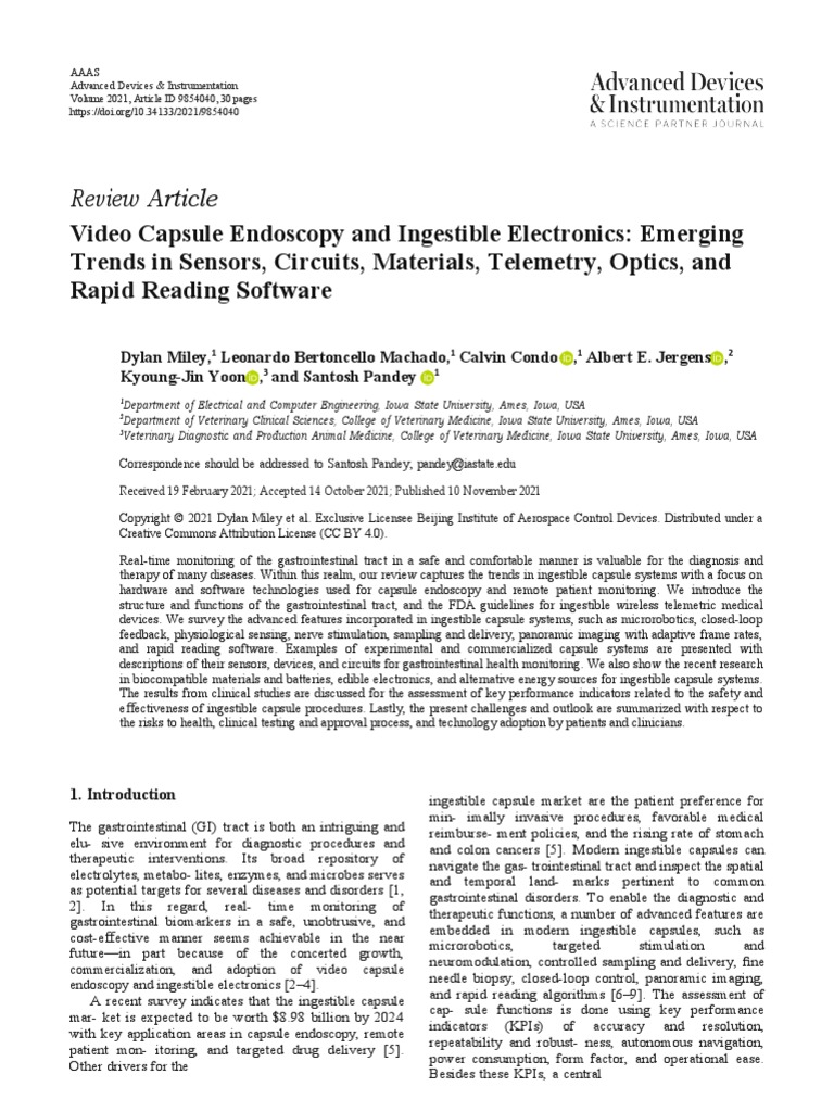 Video Capsule Endoscopy Review of Latest Electronics and Software