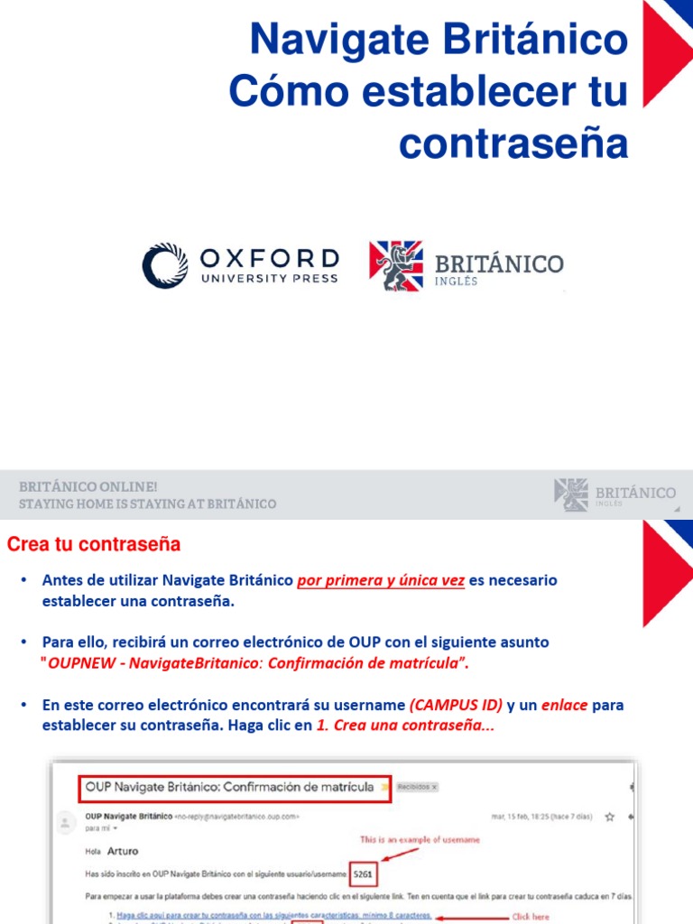 Navigate Britanico Como Establecer Tu Contrasena | PDF