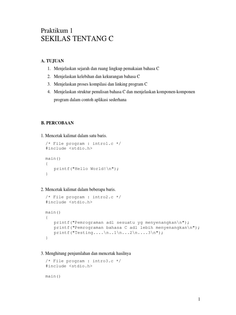 Panduan Praktikum Pemrograman C | PDF