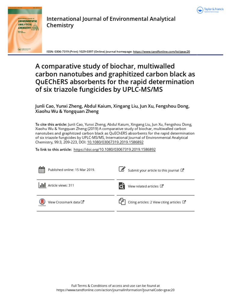 A Comparative Study of Biochar, Multiwalled Carbon Nanotubes and ...
