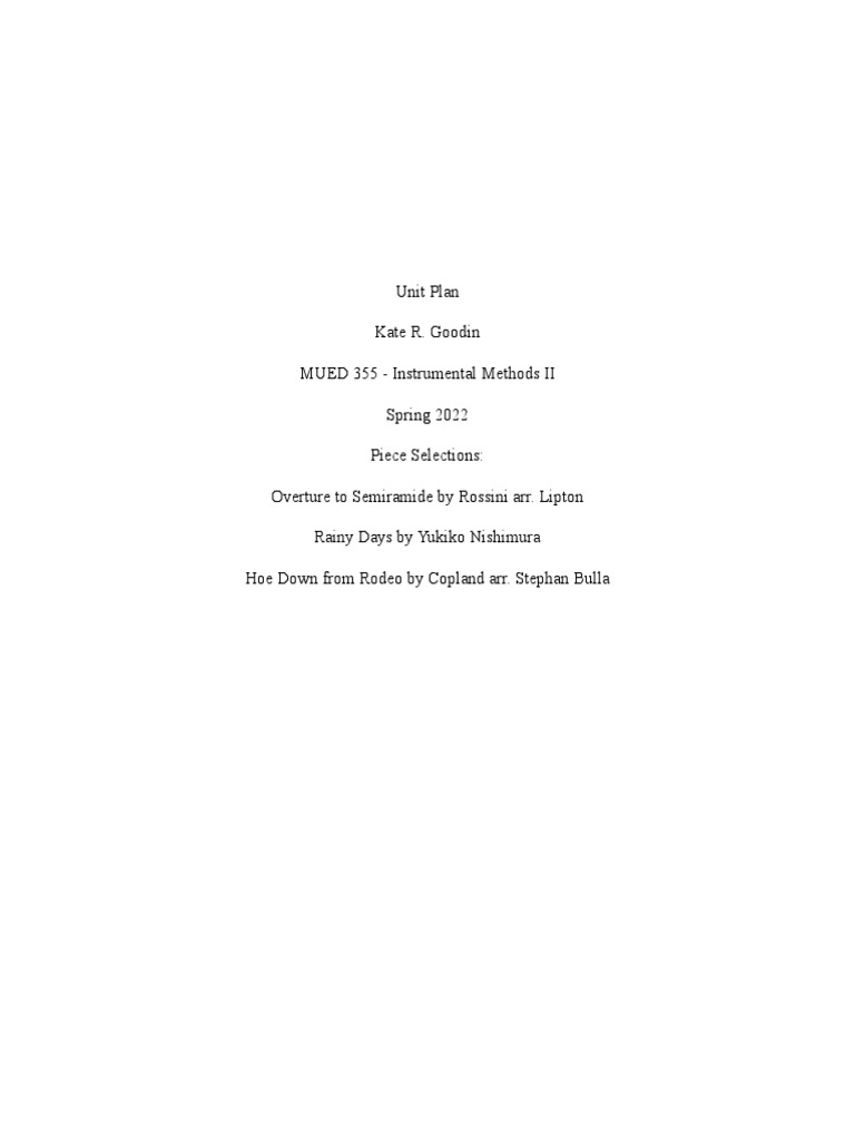 Hs Unit Plan | PDF | Double Bass | Violin