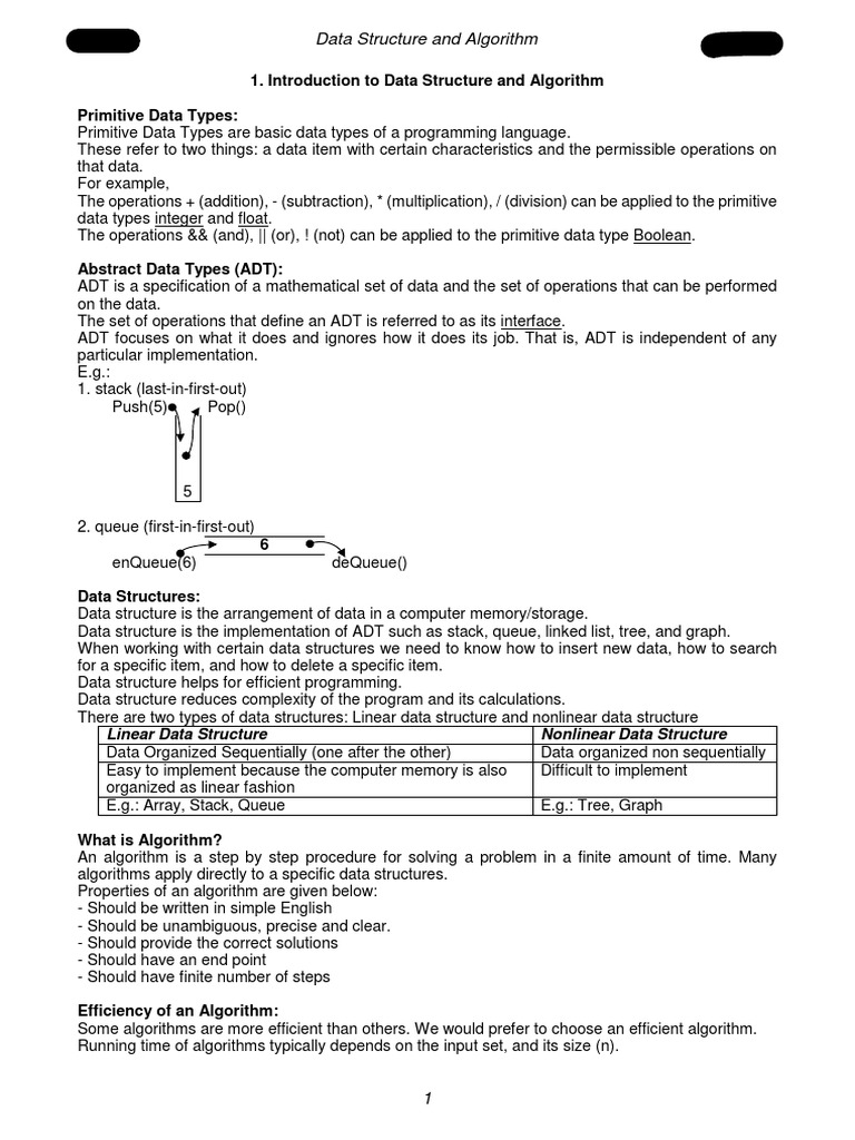 Introduction To Data Structure and Algorithm | PDF | Time Complexity ...