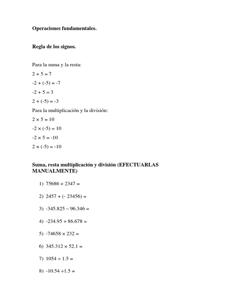 Operaciones Fundamentales | PDF | Métodos y materiales de enseñanza