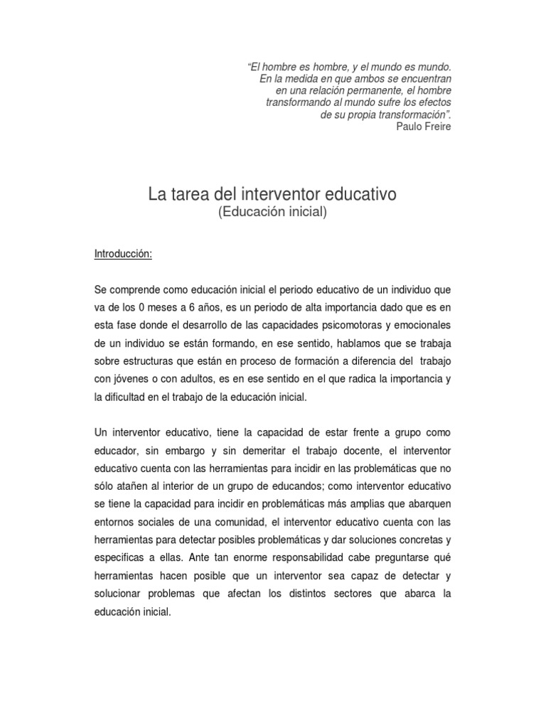 La Tarea Del Interventor Educativo | PDF | Método científico | Conocimiento