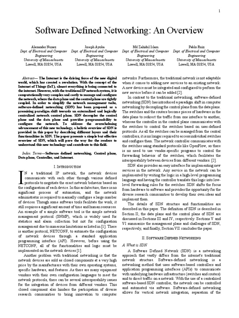 Overview of Software Defined Networking | PDF | Computer Network ...