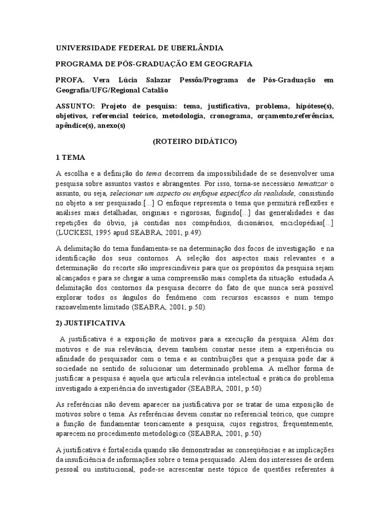 1 Projeto De Pesquisa Roteiro Didático Pdf Science Definição