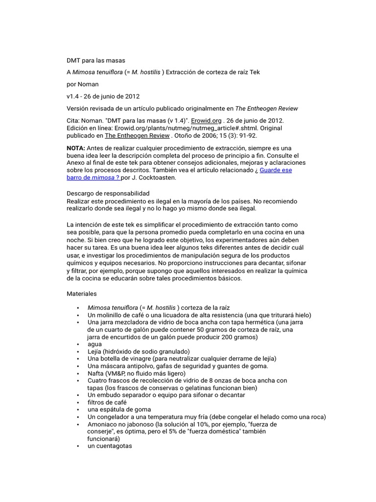 Extracci n de dmt mimosa hostilis pdf pdf solvente agua