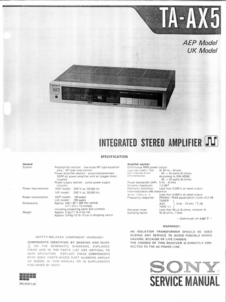 Sony Ta-Ax5 Full | PDF