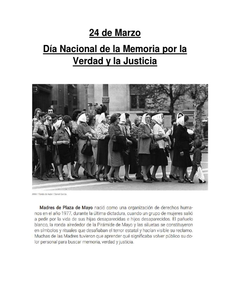 24 de Marzo. Día Nacional de La Memoria Por La Verdad y La Justicia PDF ...