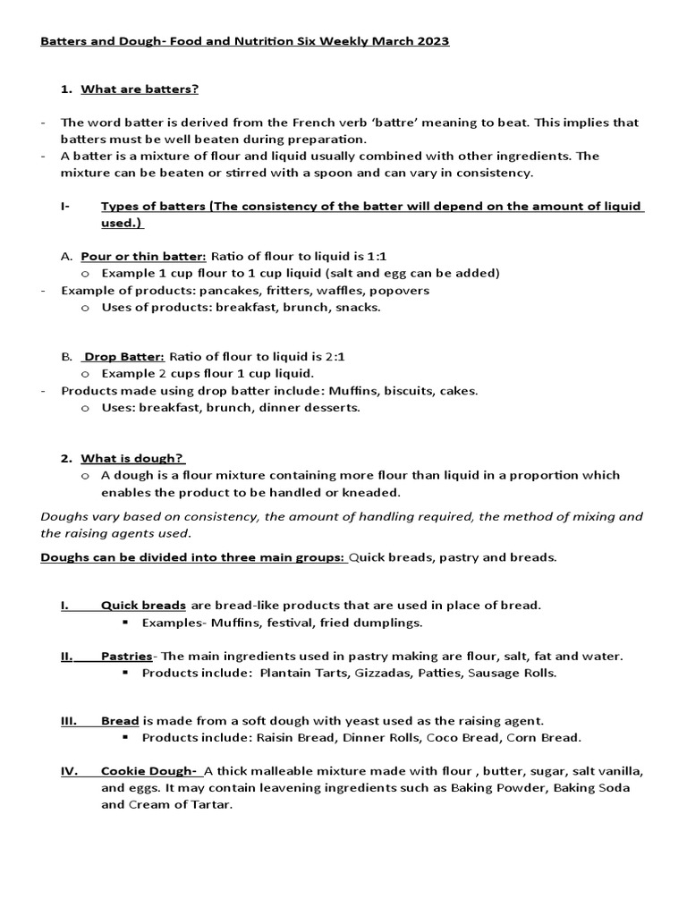 Batters and Dough PDF Batter (Cooking) Dough