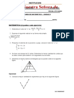 EXAMEN DE MATE 3y4 SEC 8 UNIDAD