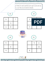 Averigua Los Números Que Faltan en Cada Cuadrado, para Que La Suma de Sus Columnas y Sus Filas Sea El Número Indicado