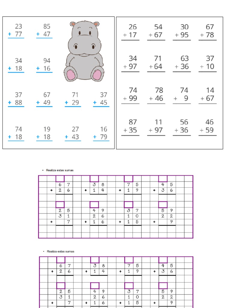 Suma Con Reserva (Pegar en Cuaderno) | PDF