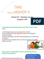 WRITING WORKSHOP II (Sat.) SESSION 1 - STUDENT