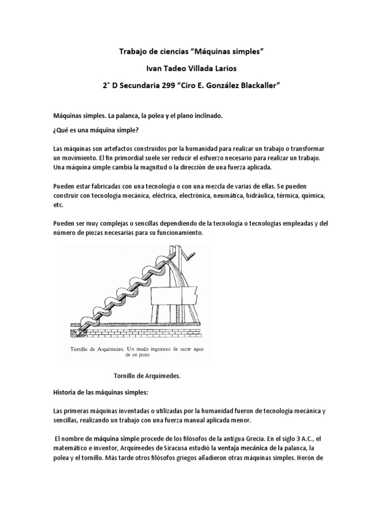 Máquinas Simples Pdf Palanca Máquinas