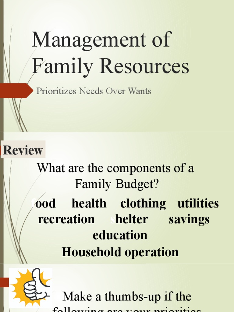 Management of Family Resources PDF