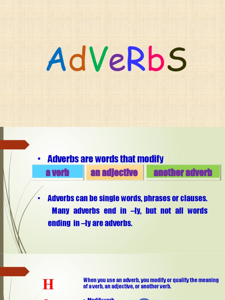Adverbs PDF Adverb Adjective
